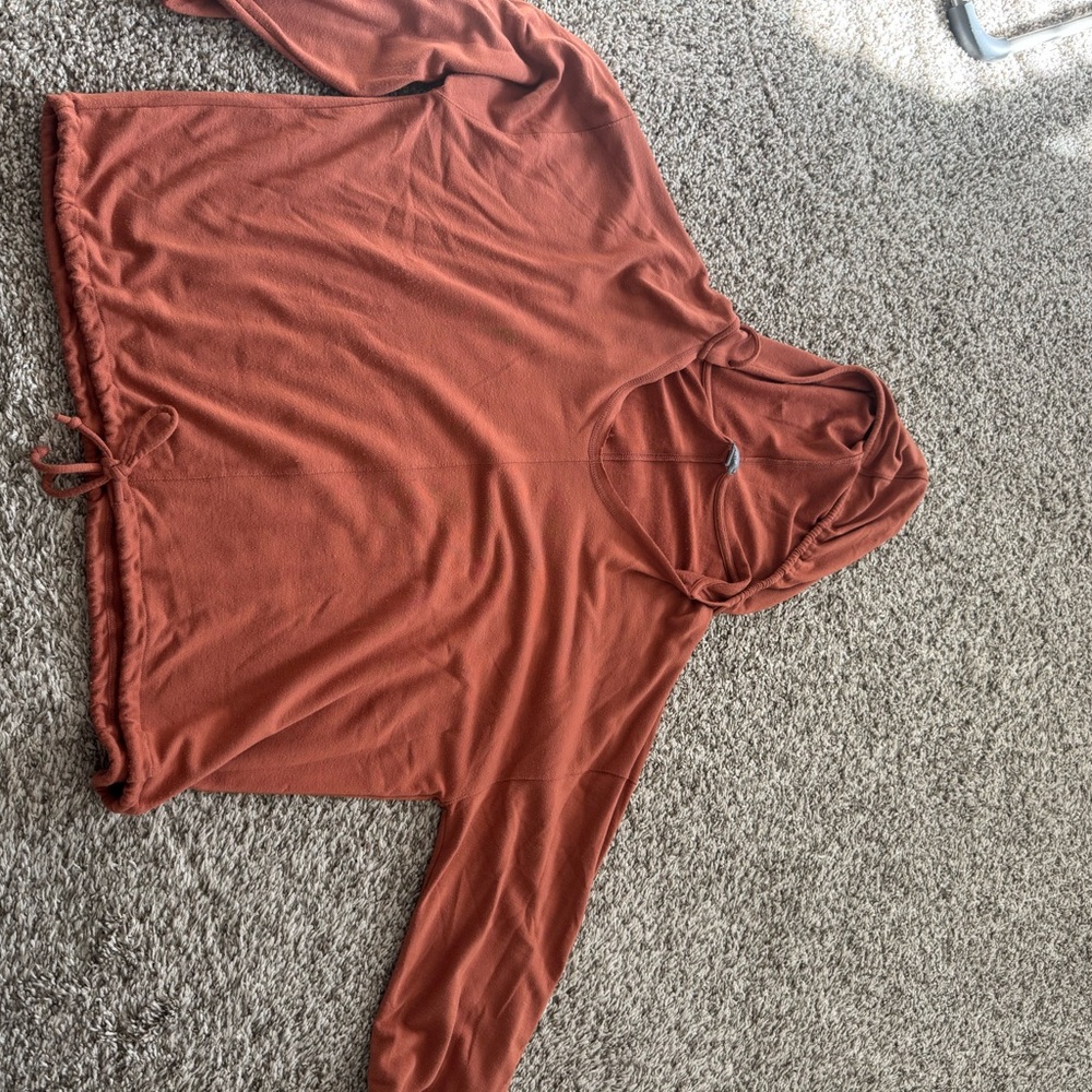 aerie V-Neck Hoodie Sweater in Rust